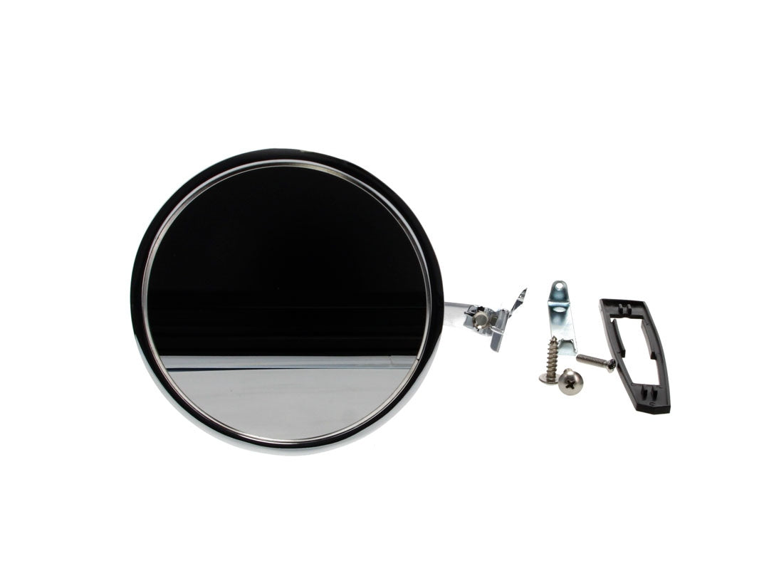 Outside Door Mirror - Round with Bowtie - 66-67 Chevy II